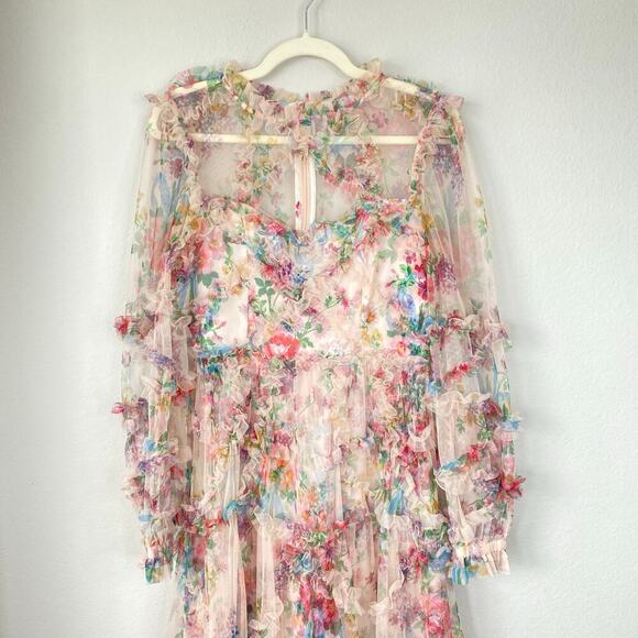 UNTAMED PETALS By Amanda Judge Dreamer Maxi Dress Floral Mesh Size Medium - Picture 4 of 13